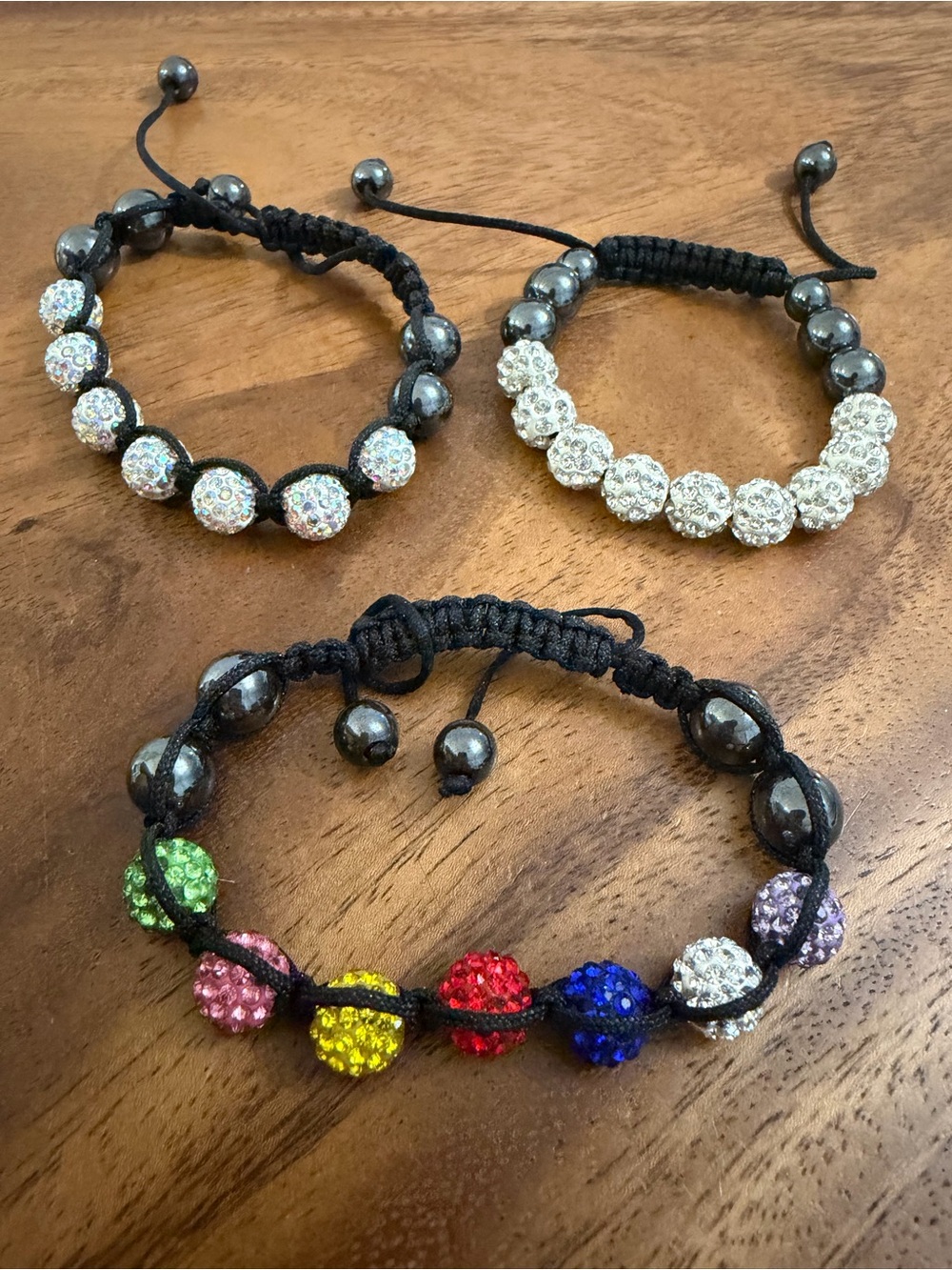 Sparkle Shamballa Bracelets - set of 3